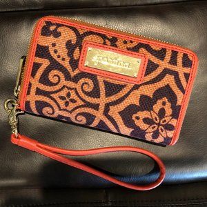 Spartina 449 Leather and Linen Clutch Wallet